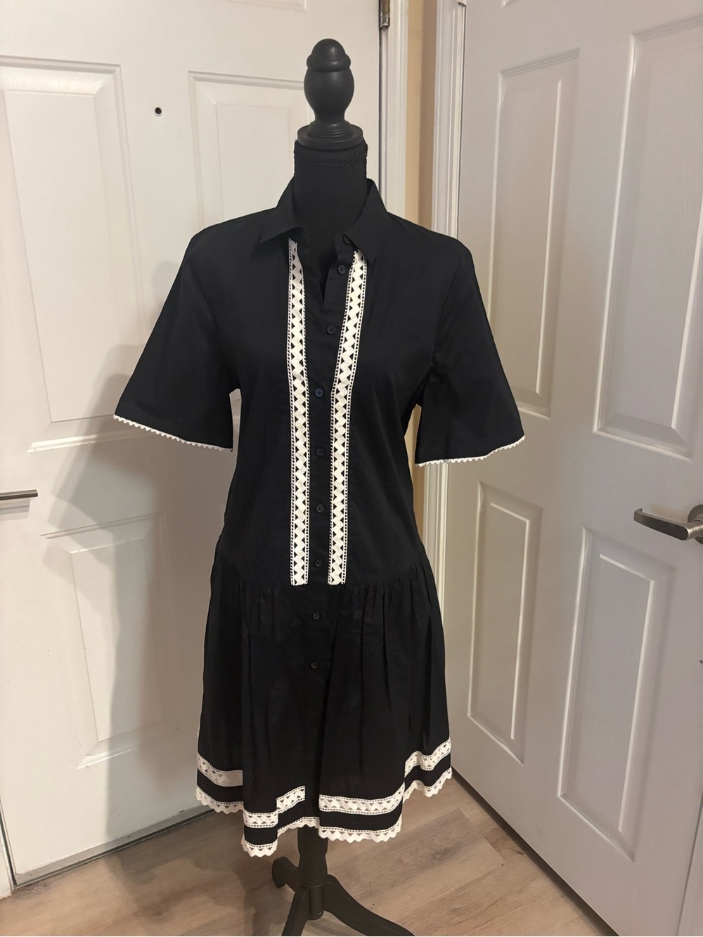 kate spade Black Midi Dress with White Trim